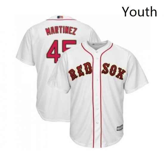 Youth Boston Red Sox 45 Pedro Martinez Authentic White 2019 Gold Program Cool Base Baseball Jersey